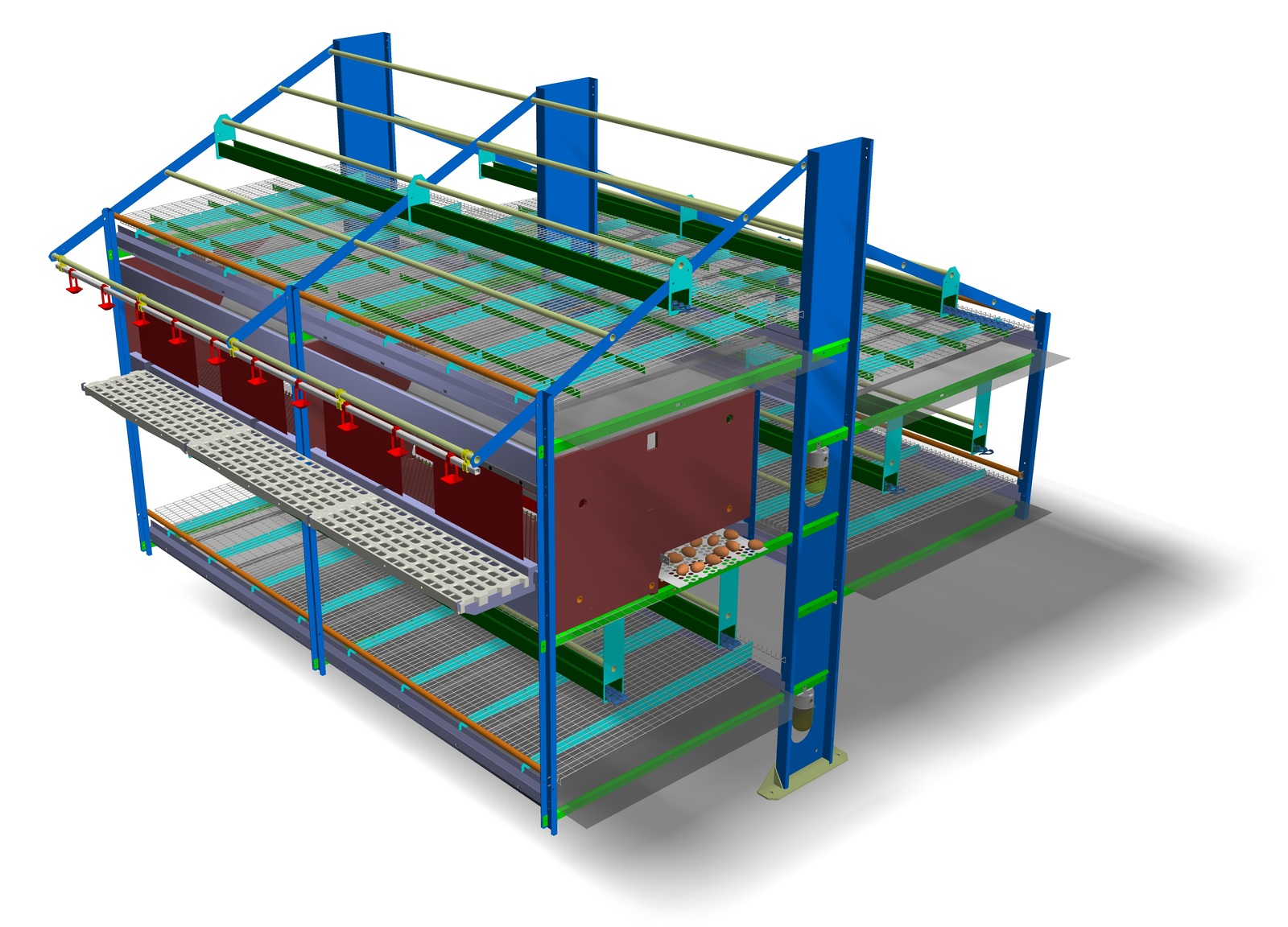 Voliéra s integrovaným hnízdem š=1250mm, hnízdo š=990mm - zak.č.1700215 - modul 3m pro 3D.jpg